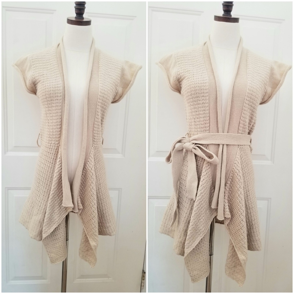 Twenty One Tan Brown Knitted Shirt Sleeve Cardigan, Large